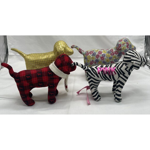 Victoria Secret Lot Of 4 Plush Dogs Gold Pink Love Hope 8” RARE Stuffed Animal - Picture 7 of 12